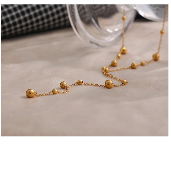 18K Gold Plated Bead Long Pendant Necklace - Picture 9 of 12